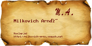 Milkovich Arnó névjegykártya